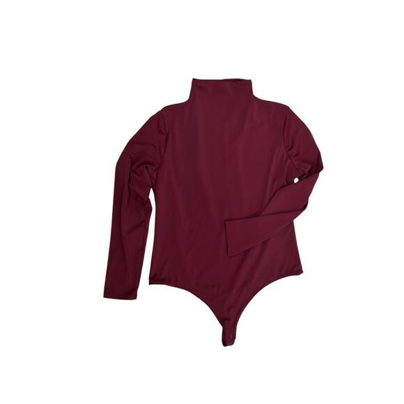 Express Body Contour Bodysuit XL Burgundy High Neck Long Sleeve Compression‎ Fit - Picture 1 of 7